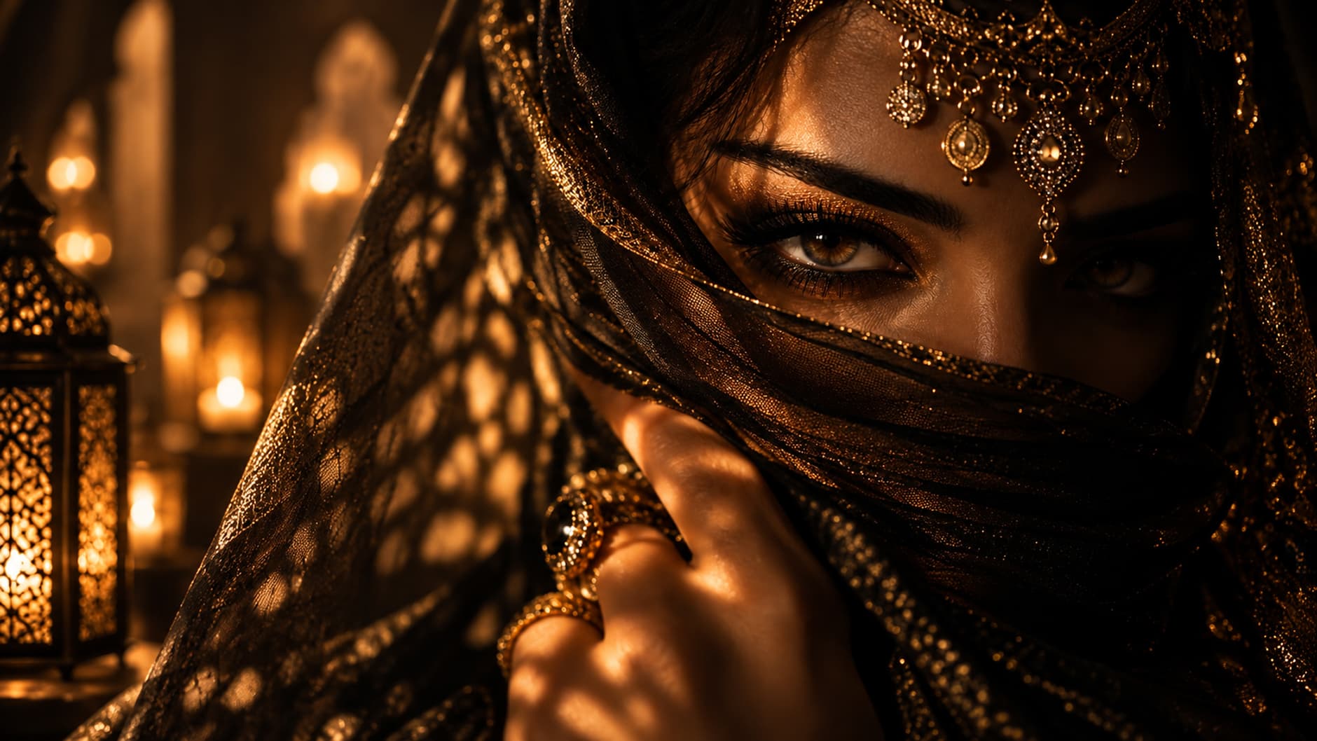 Arabian Night — golden crescent and Arabian-inspired arches